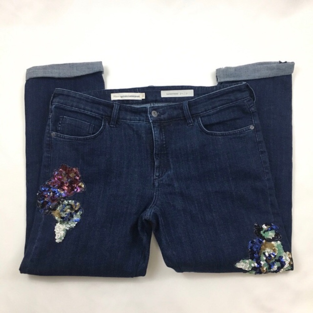 Anthropologie Pilcro & Letterpress Sequin Slim Boyfriend Jeans Size 31 - Picture 12 of 15